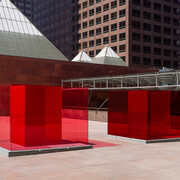 Larry Bell, Bill and Coo, exhibition view. Courtesy of MOCA Gallery