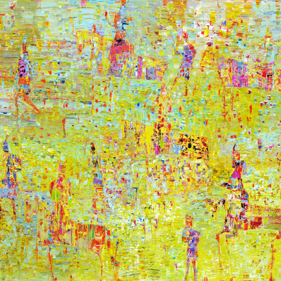 Reza Derakshani, Hunting the Sunshine, 2015, oil on canvas, 198 x 224 cm, courtesy of the artist and Sophia Contemporary