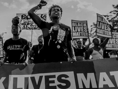 Protesters outside the White House against racism