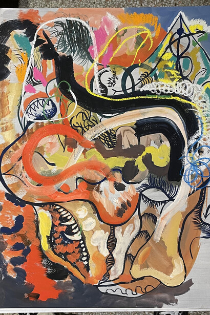Leonardo Benzant, Midnight Flight, 2023. 
Watercolor, acrylic gouache, acrylic, and soft pastel on paper, 24 x 18 inches (61 x 45.7 cm). 
Courtesy of the artist and Lehmann Maupin, New York, Hong Kong, Seoul, and London