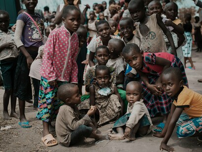 A group of children who are living in poverty