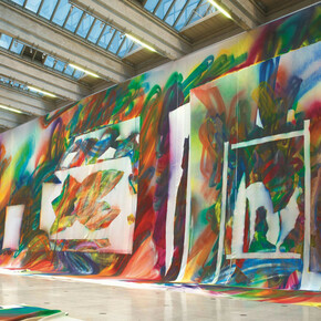 Katharina Grosse: Wunderbild, 2018, National Gallery in Prague, acrylic on fabric © Katharina Grosse and VG Bild-Kunst Bonn; commissioned by National Gallery in Prague; courtesy of Galerie nächst St. Stephan; Gagosian and König Gallery
