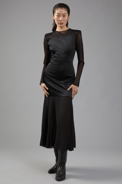 Abito midi nero elegante nuova collezione Genea Lardini FW 2023-2024