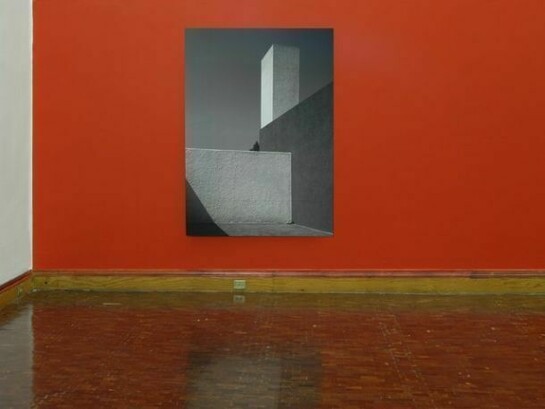 Terence Gower, The Red Wall (El Muro rojo), 2005 - 2013, digital c-print and paint, print: 60 x 48 x 1.75 in. / 152.4 x 121.92 x 4.45 cm, installation image at Laboratorio Arte Alameda in Mexico City