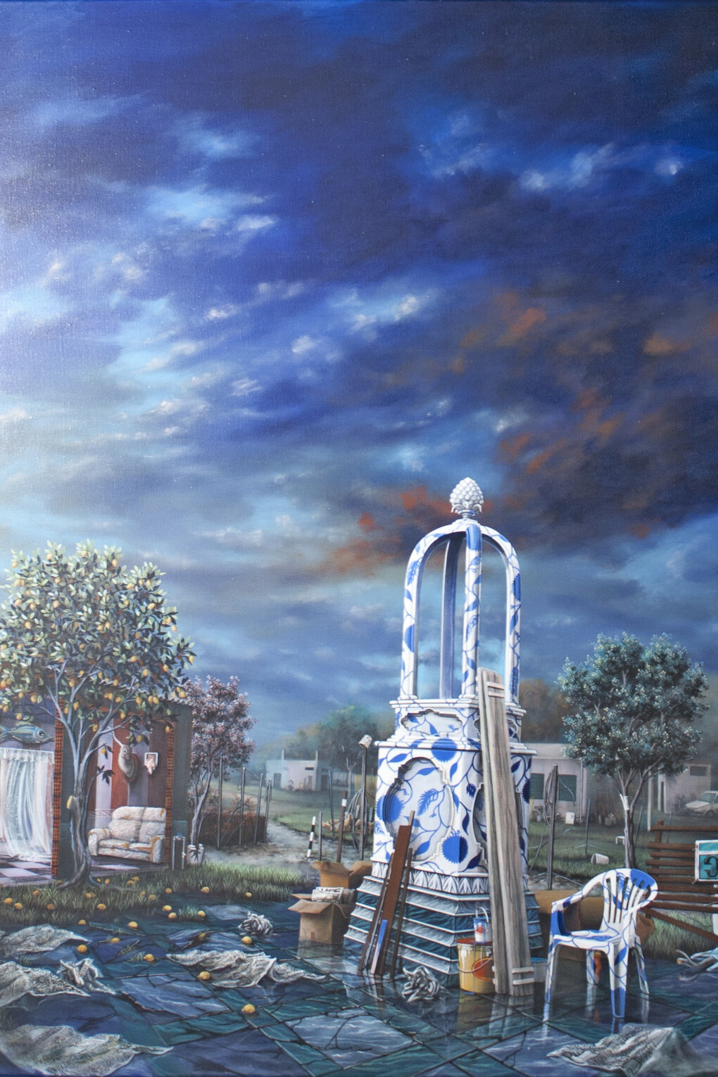 Nicola Caredda, Senza titolo con grande Fabbri, 2015, 116,5 x 89 cm, acrilico su tela