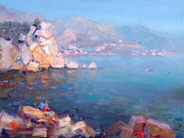 The Bay of Bar, Montenegro, 2021. Oil on linen, 30 × 40 cm. © Barry John Raybould