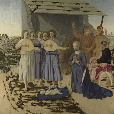 Piero della Francesca, Die Geburt, Ausschnitt, Öl auf Pappelholz, 1470-5, 124,4 x 122,6 cm, The National Gallery, London, NG 908, © The National Gallery, London
