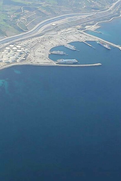 Clear blue water by Tanger Med port, Morocco
