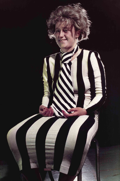 Cindy Sherman, Untitled #138, from the Fashion series, 1984, color coupler print, 71 5/8 x 48 inches, 181.9 x 121.9 cm. Copyright Cindy Sherman, Courtesy of Skarstedt