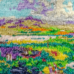 Justin Favela 
Valley of Oaxaca, 2018 
Tissue paper and glue 43 x 63.2 x 1 inches 
