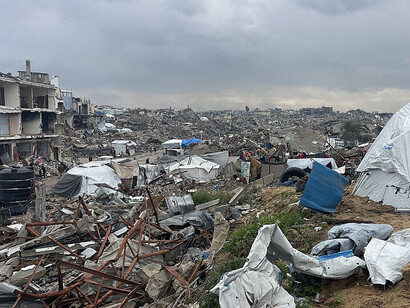 Ruins of Beit Lahia, in the Gaza Strip, destroyed by Israeli bombardments, February 23, 2025. Photo by Jaber Jehad Badwan