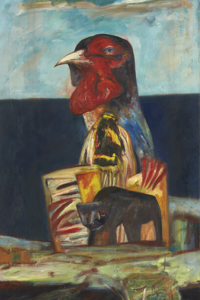 John Bellany, You’re 35 Today John, 1977, Oil on Canvas, 70.5 x 37 inches 

