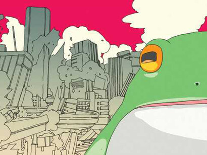 Illustrazione di Lorenzo Ceccotti per "Ranocchio salva Tokyo" di Murakami Haruki