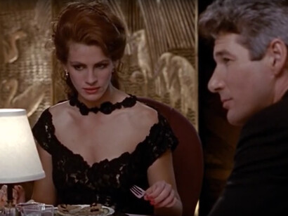 Vivian alle prese con raffinatissime ma inafferrabili escargot nel film Pretty Woman