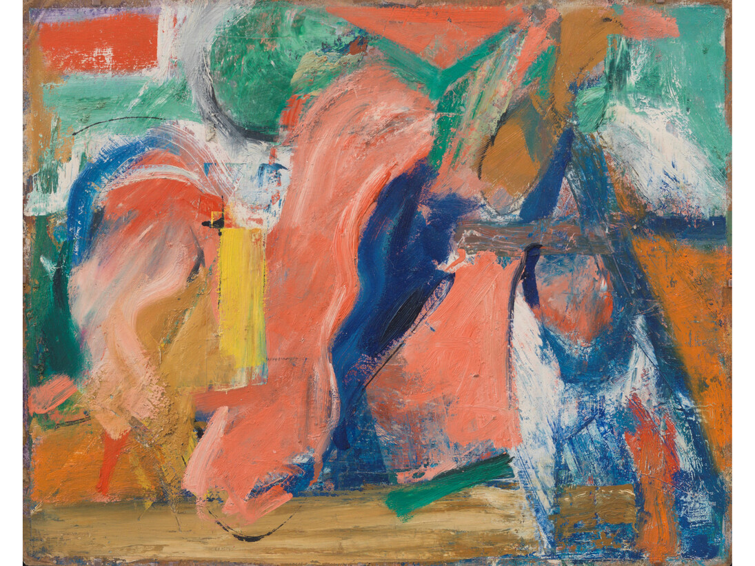 Pat Passlof, Pas de Quatre, 1952, oil on board, 19 x 24 inches