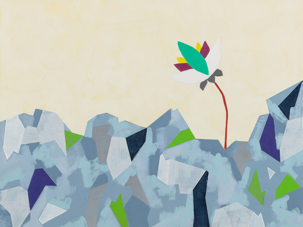 Cara Nahaul, Nelumba Nucifera, 2015, Oil and acrylic on canvas, 100 x 110 cm (39.37 x 43.31 in)