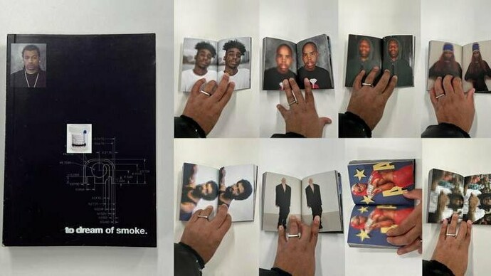 To Dream of Smoke, 100 Rappers book - Allen-Golder Carpenter x No Gallery self-published 256 pages limited to 100 copies. Courtesy of the artist and No Gallery