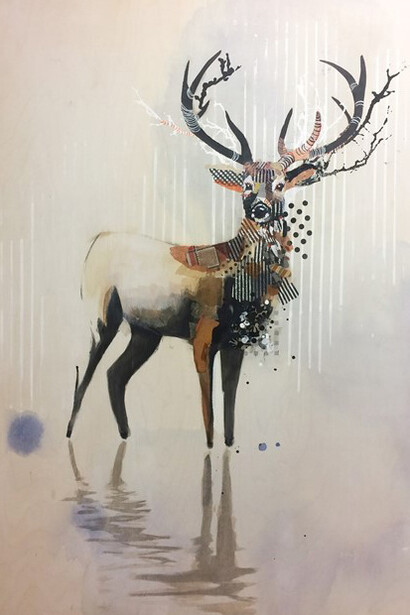 Samantha Walrod, Fight, Flight, FREEZE, 2018
Mixed Media on Panel, 60 x 48 in.