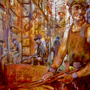 Peter Knox, Yard (detail), Oil, 122 cm x 91 cm