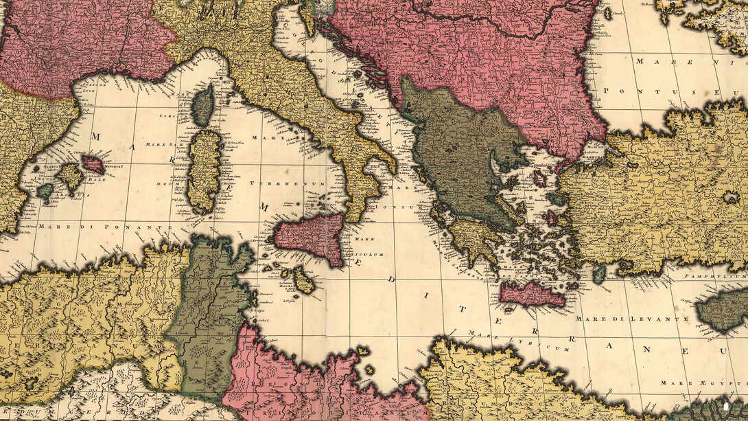 1695 by Gerard and Leonard Valck, "Mare mediterraneum"