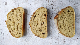 Sourdough breads displayed