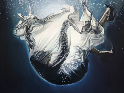 Ana Teresa Fernandez, Of Bodies and Borders 1(performance documentation), 2017, Oil on canvas.
