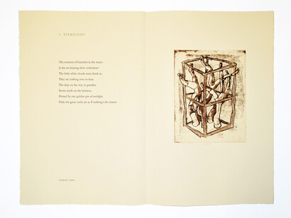 Eternities 2009, Etchings by George Nama, Poems by Charles Simić, Edition of 42 on Arches Vellum paper,  Etchings signed by the artist, portfolio signed by the poet