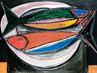 William Gear, Two Fishes, 1948, Copyright the Artist's Estate, Image courtesy of lender
