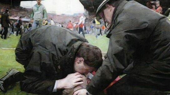 Wayne Clough, Semi-final, Pencil crayon on paper, 25.5cm x 40cm, copyright the artist