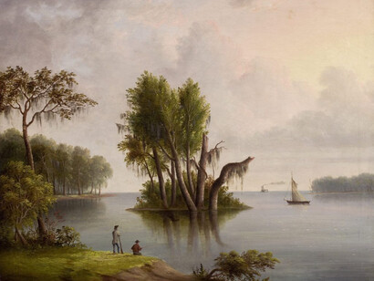 Mississippi Panorama
1842–1853

Robert Brammer

Oil on canvas

29 x 36 in.

Collection of Stacy and Jay Underwood