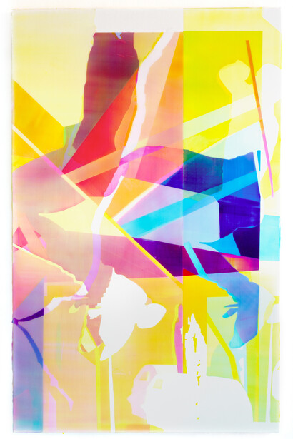 Zoe Walsh. plastic pulse, 2018. Acrylic on canvas. 42 x 26 5/8 in; 106.7 x 67.6 cm. Image courtesy of Zeit Contemporary Art, New York.