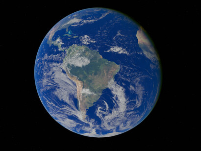 Outer space view of planet Earth, focused on South America