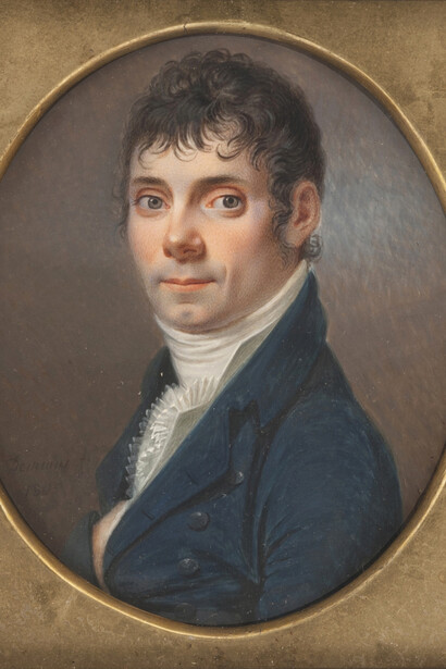 Carl Friedrich Demiani, Herr in blauem rock (detail), 1805. Mit freundlicher genehmigung der Hamburger Kunsthalle