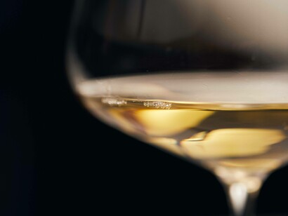 A chilled glass of white wine straight from the vineyards in Great Britain