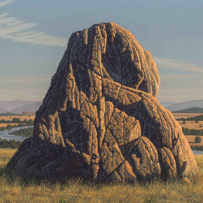 David Ligare, Landscape with owl (Athene noctua), 2024. Courtesy of Hirschl and Adler Gallery