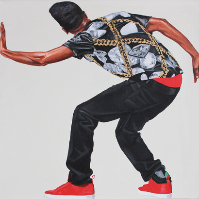 Fahamu Pecou, Caged Bird 3, 2015, Acrylique sur toile / Acrylic on canvas, 122 x 122 cm © Fahamu Pecou, Courtesy Backslash Gallery, Paris