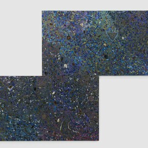 Alteronce Gumby, Starry Night, 2024, gemstones, glass, and acrylic on panel, 96 x 150 inches. Courtesy of the artist and Parrasch Heijnen