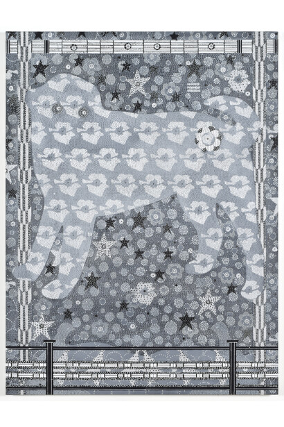 Glenn Goldberg, Banner, 2015, Acrylic, gesso, ink, and pencil on canvas. 60” x 48”