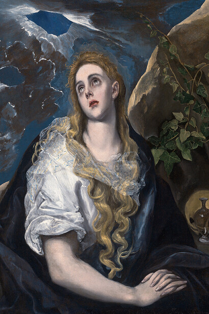 Domenikos Theotokopoulos, called El Greco, Greek (1541-1614). The Penitent Magdalene, ca. 1580-1585. Oil on canvas, 40 x 32 1/4 inches. Purchase: William Rockhill Nelson Trust, 30-35.