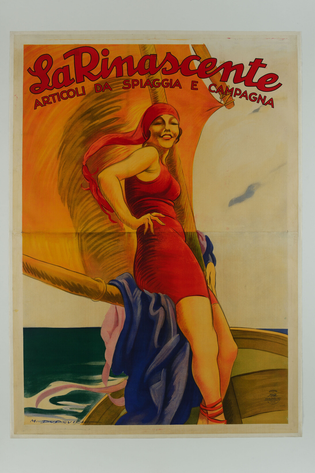 Marcello Dudovich, La Rinascente – articoli da spiaggia e campagna, 1921, manifesto pubblicitario, carta/cromolitografia, 196 x 140,3 cm, editore Edizioni Star IGAP – Milano, stampatore Officine Grafiche IGAP – Milano Museo 