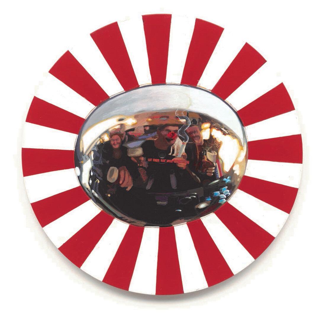 Catherine Barron, Circus tent, acrylic ink on 12-inch bakelite record