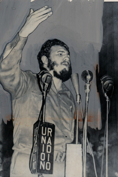 Fidel Castro, 1955, Tirage argentique vintage retouché à la main, 20 x 25 cm, Pièce unique, Courtesy Argentic