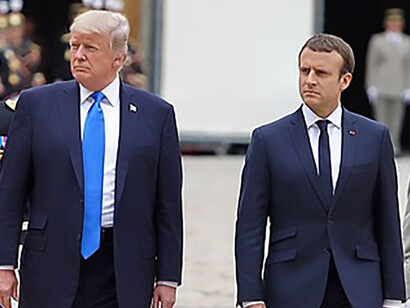 President Trump, President Macron, with General Bruno Le Ray, 2017, France