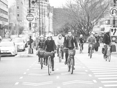 The streets of New York City, USA, are seeing more cyclists than in the past due to overcrowding of public transportation