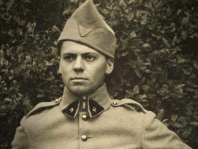 A young Jean Pierre Moulin in his French military uniform