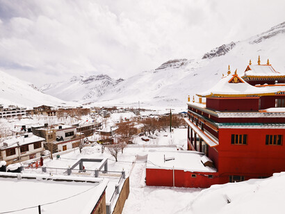 Kaza town with monastery overlooking @ Ashish Kothari