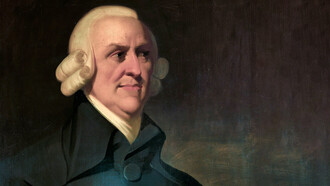 Retrato del economista político y filósofo Adam Smith realizado por un artista desconocido, conocido como el retrato de Muir en honor a la familia que lo poseyó (detalle)