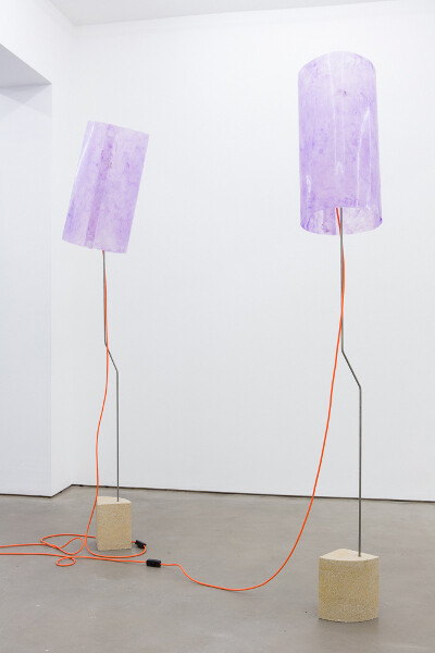 Simon Mathers, Lamps, 2015, stone, metal and resin, 205 x 30 x 35 cm, Courtesy of the artist and Motinternational London & Brussels