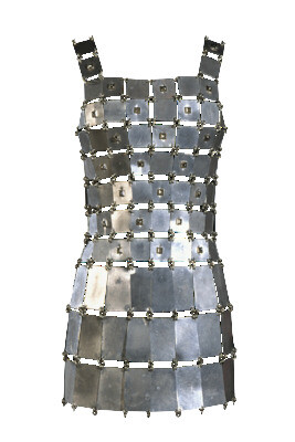 Minidress, Paco Rabanne (*1934)1966 Paris aluminium, metal rings, metal studsL 74 cm