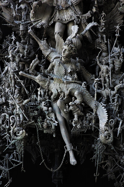 Kris Kuksi, Those Who From the Heavens Came (detail), 2014, mixed media assemblage, 36 x 51 x 10 inches